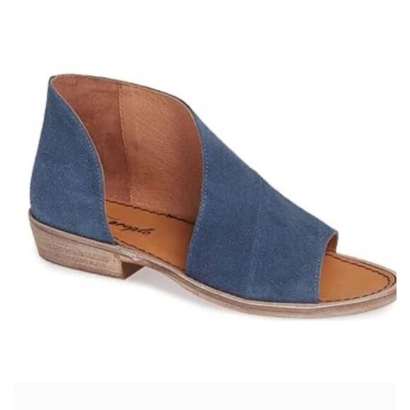 Free People Mont Blanc Blue Suede Sandals Size 381/2 US 8 - Picture 3 of 15